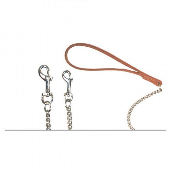 Beau Pets - Chain Lead with Leather Handle - Red