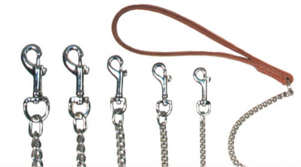 Beau Pets - Chain Lead with Leather Handle - Red - Image 2