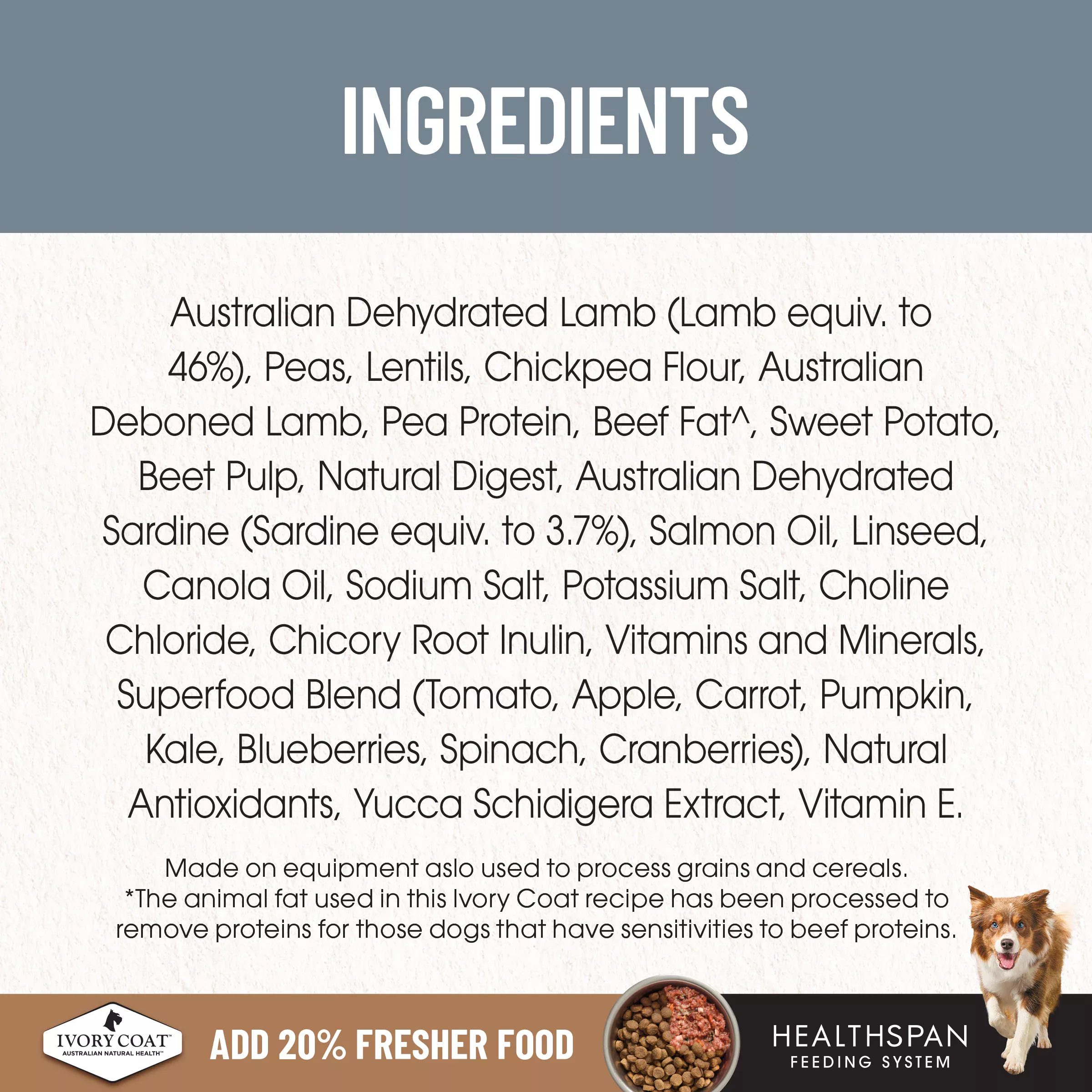 Ivory Coat - Adult Dog - GRAIN FREE - Lamb & Sardine - Image 7