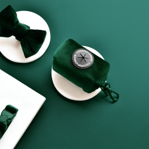 Cocopup London - LUXE Poop Bag Holder - Forest Green Velvet