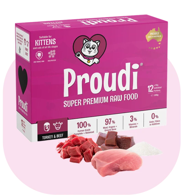 Proudi - Super Premium Raw Food for Kittens - Turkey & Beef