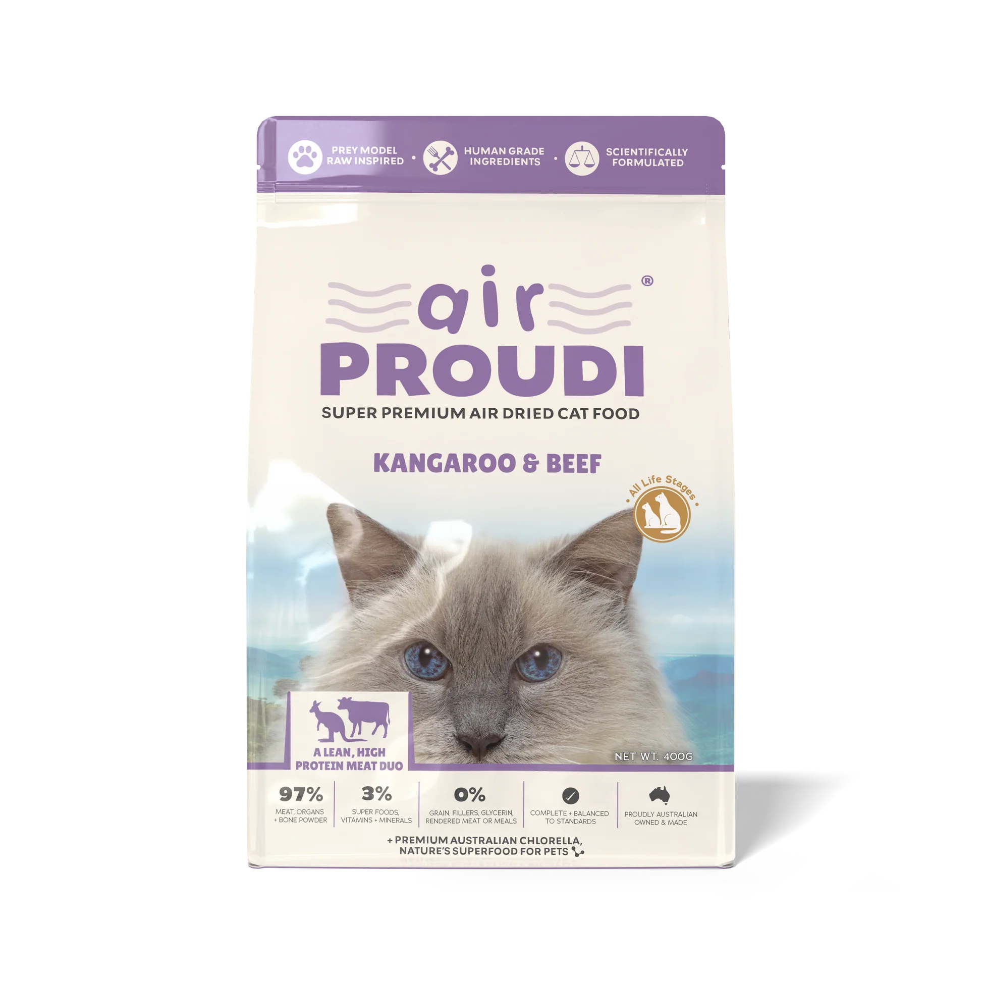 Proudi - Super Premium Air Dried Cat Food - Kangaroo & Beef