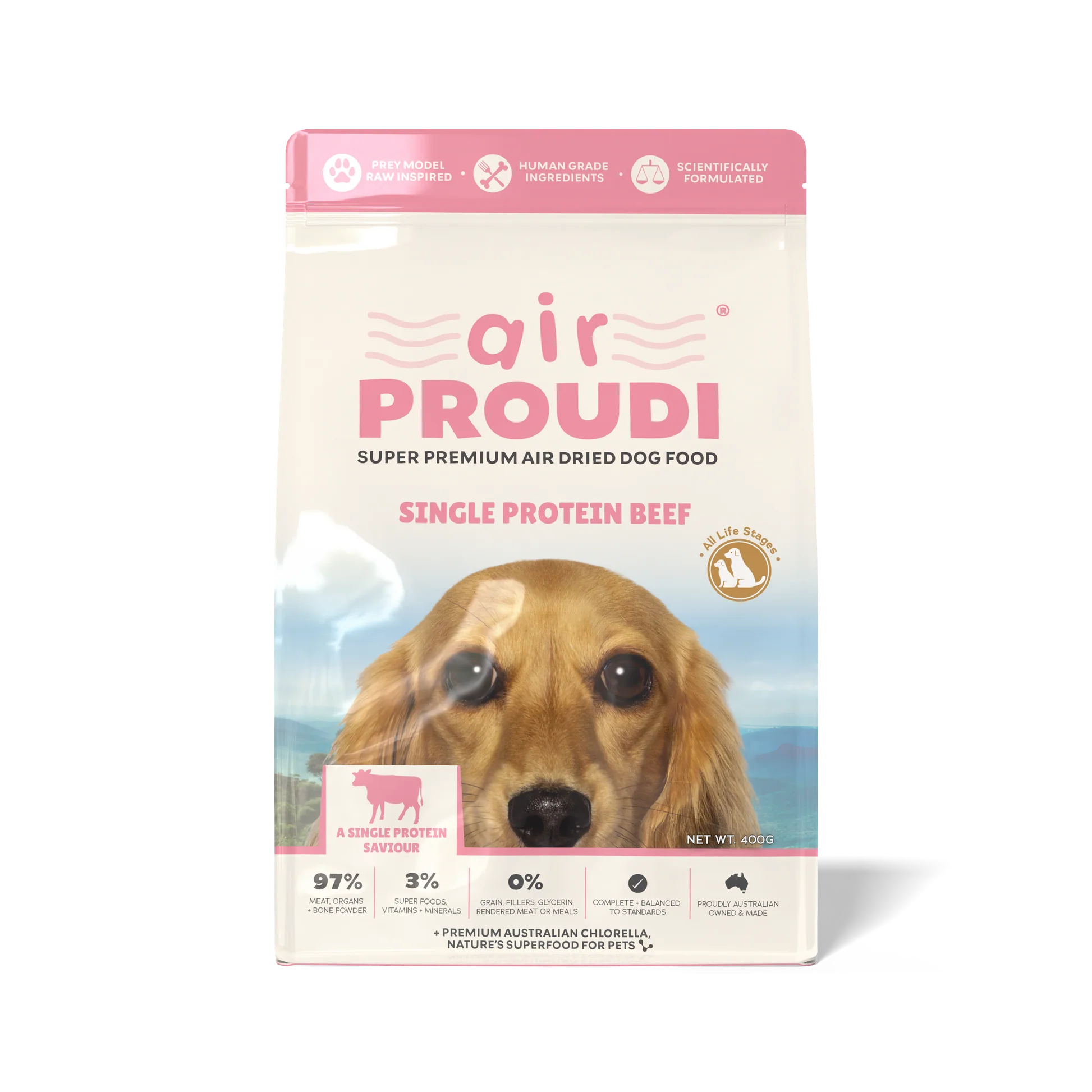 Proudi - Super Premium Air Dried Dog Food - Single Protein Beef