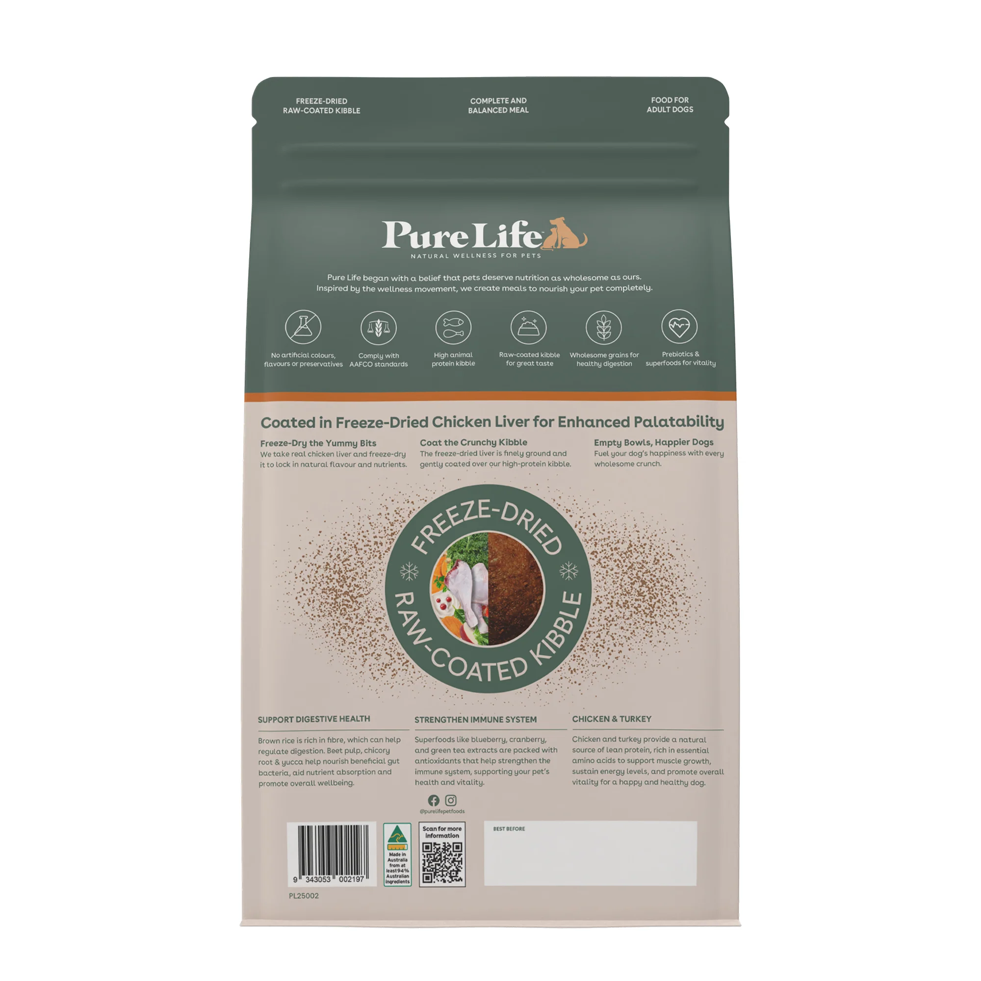 Pure Life - Adult Dog - Freeze-Dried Raw Coated Kibble - Chicken & Turkey - Image 3