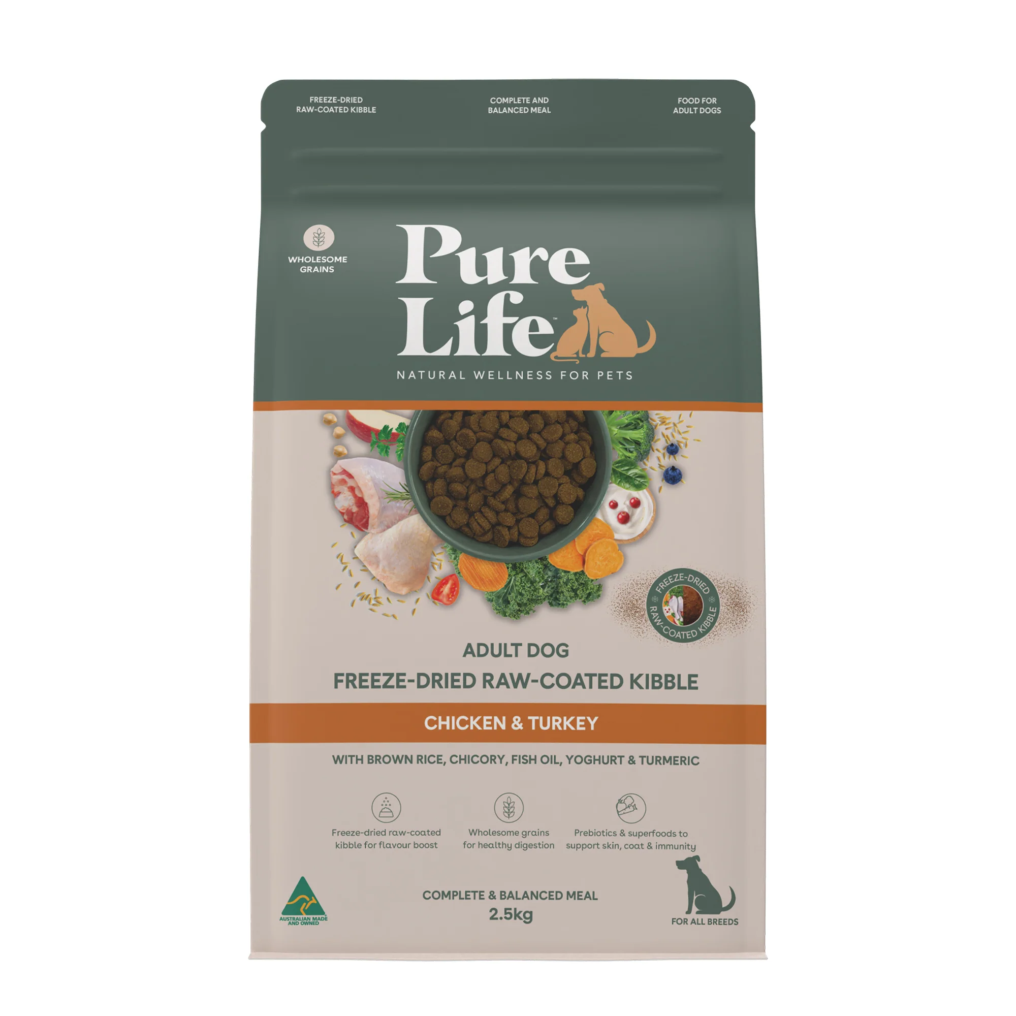 Pure Life - Adult Dog - Freeze-Dried Raw Coated Kibble - Chicken & Turkey - Image 2