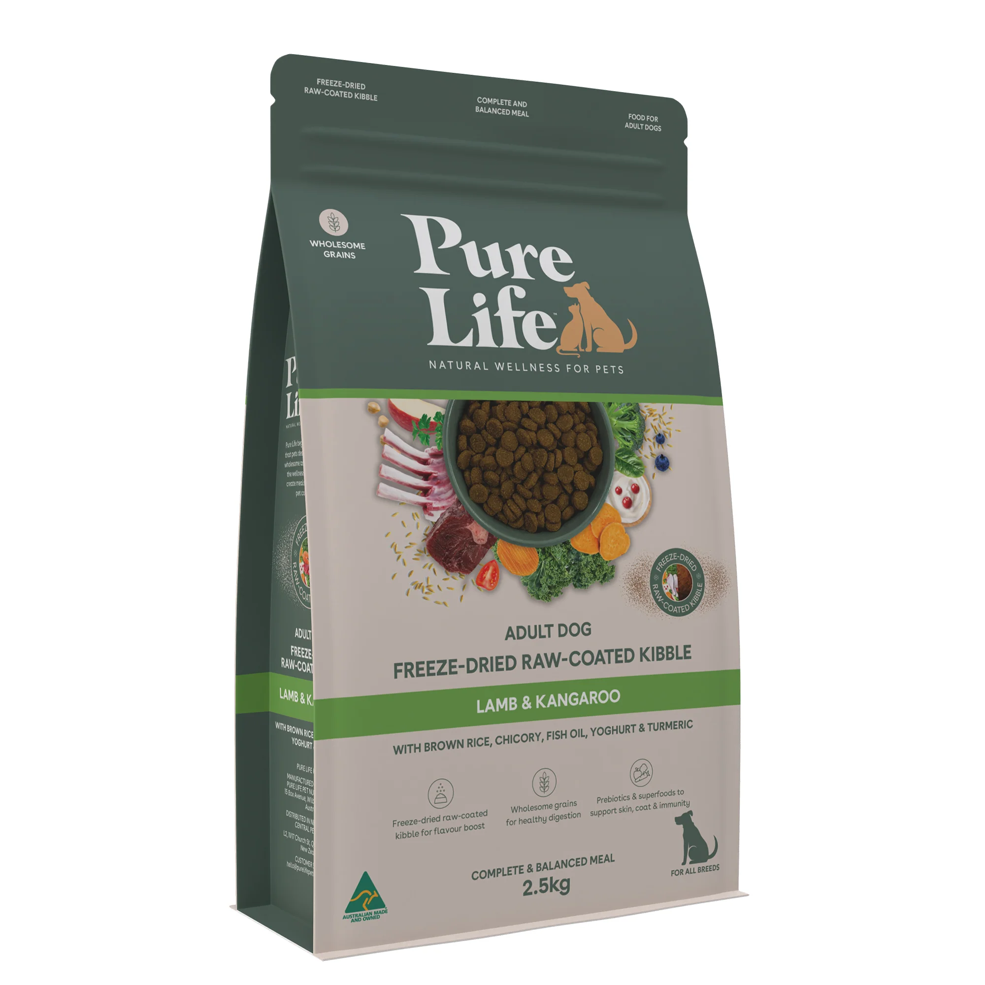 Pure Life - Adult Dog - Freeze-Dried Raw Coated Kibble - Lamb & Kangaroo