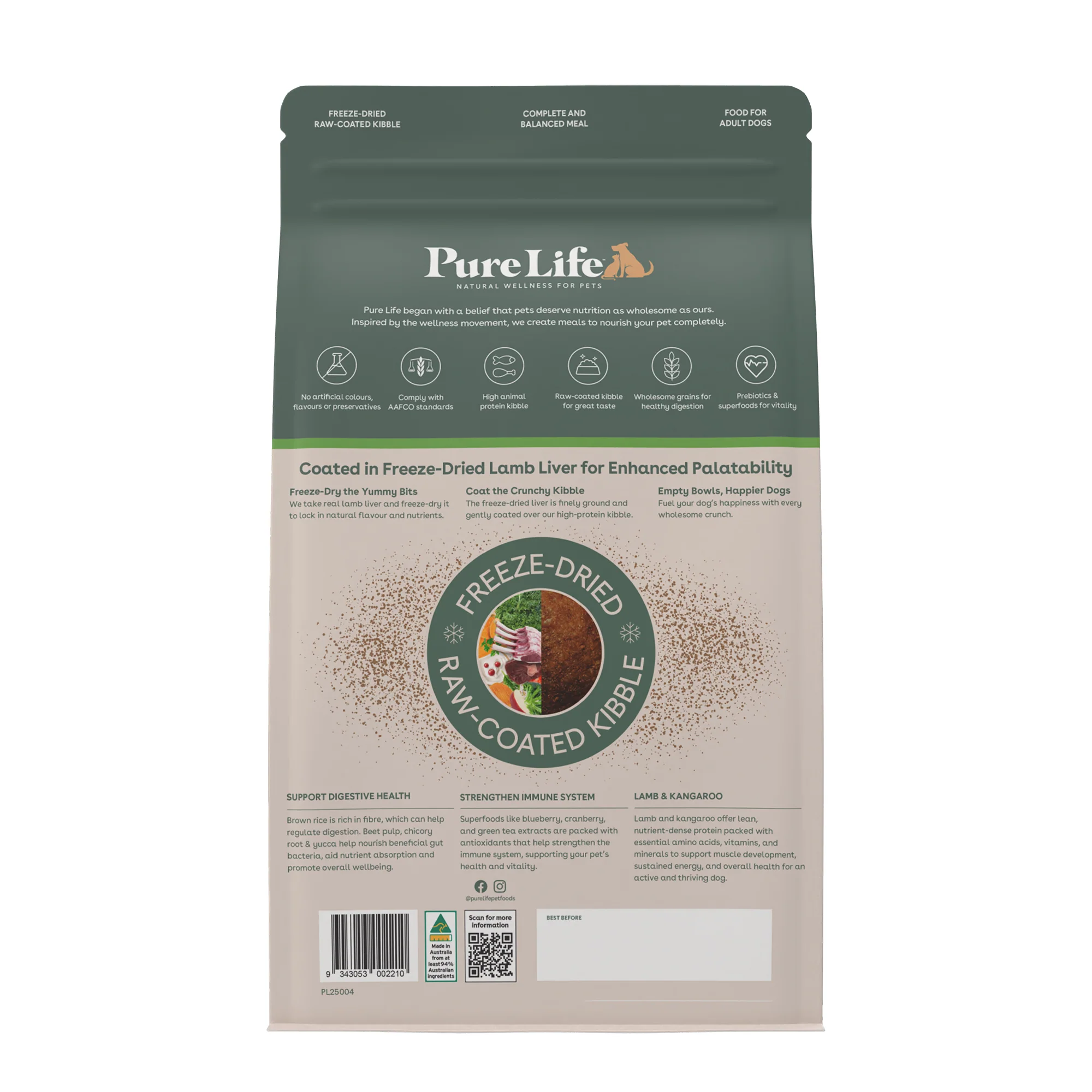 Pure Life - Adult Dog - Freeze-Dried Raw Coated Kibble - Lamb & Kangaroo - Image 3