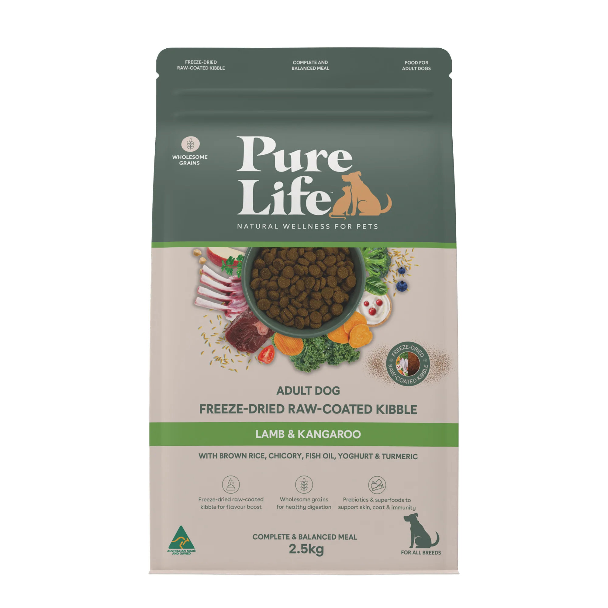 Pure Life - Adult Dog - Freeze-Dried Raw Coated Kibble - Lamb & Kangaroo - Image 2
