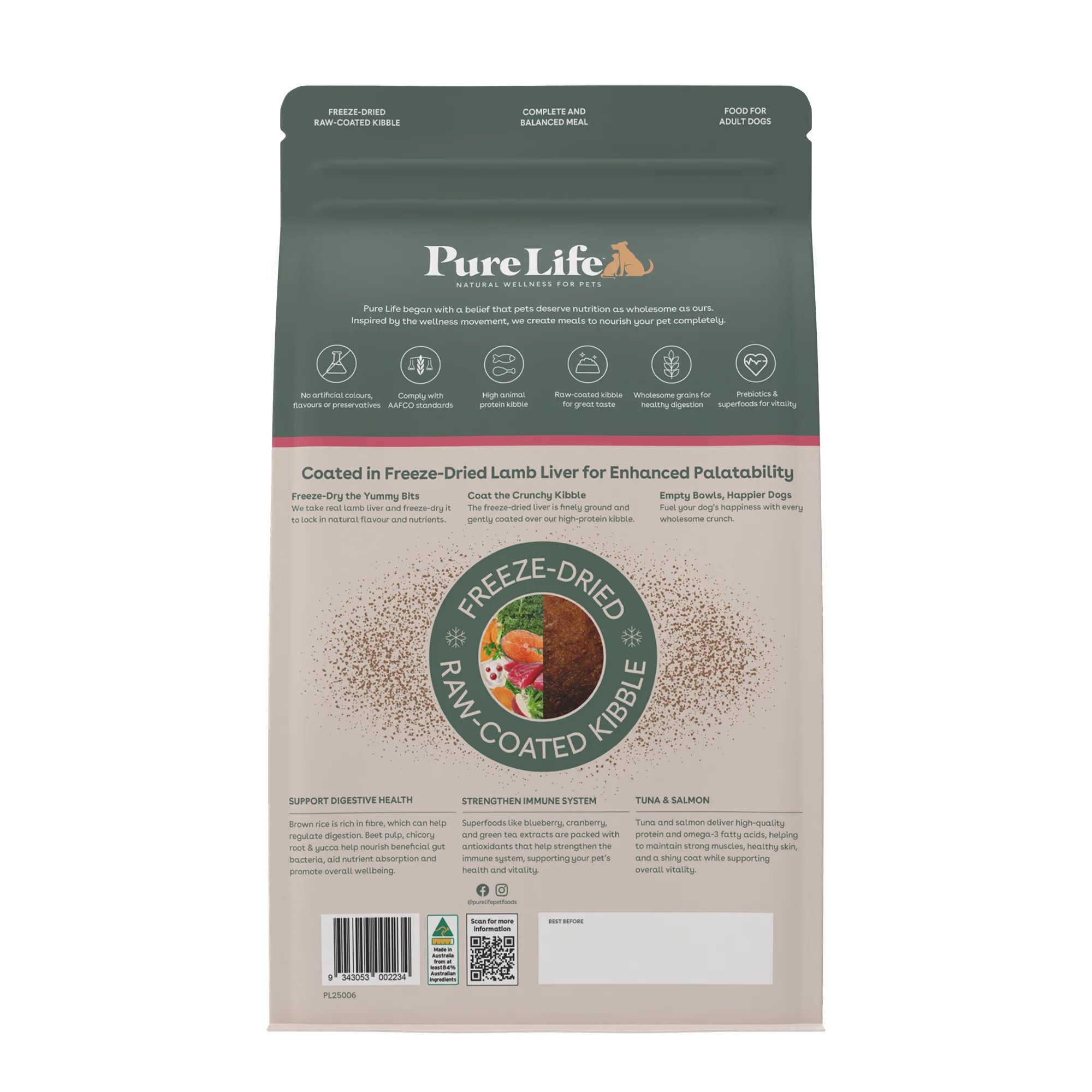 Pure Life - Adult Dog - Freeze-Dried Raw Coated Kibble - Tuna & Salmon - Image 3