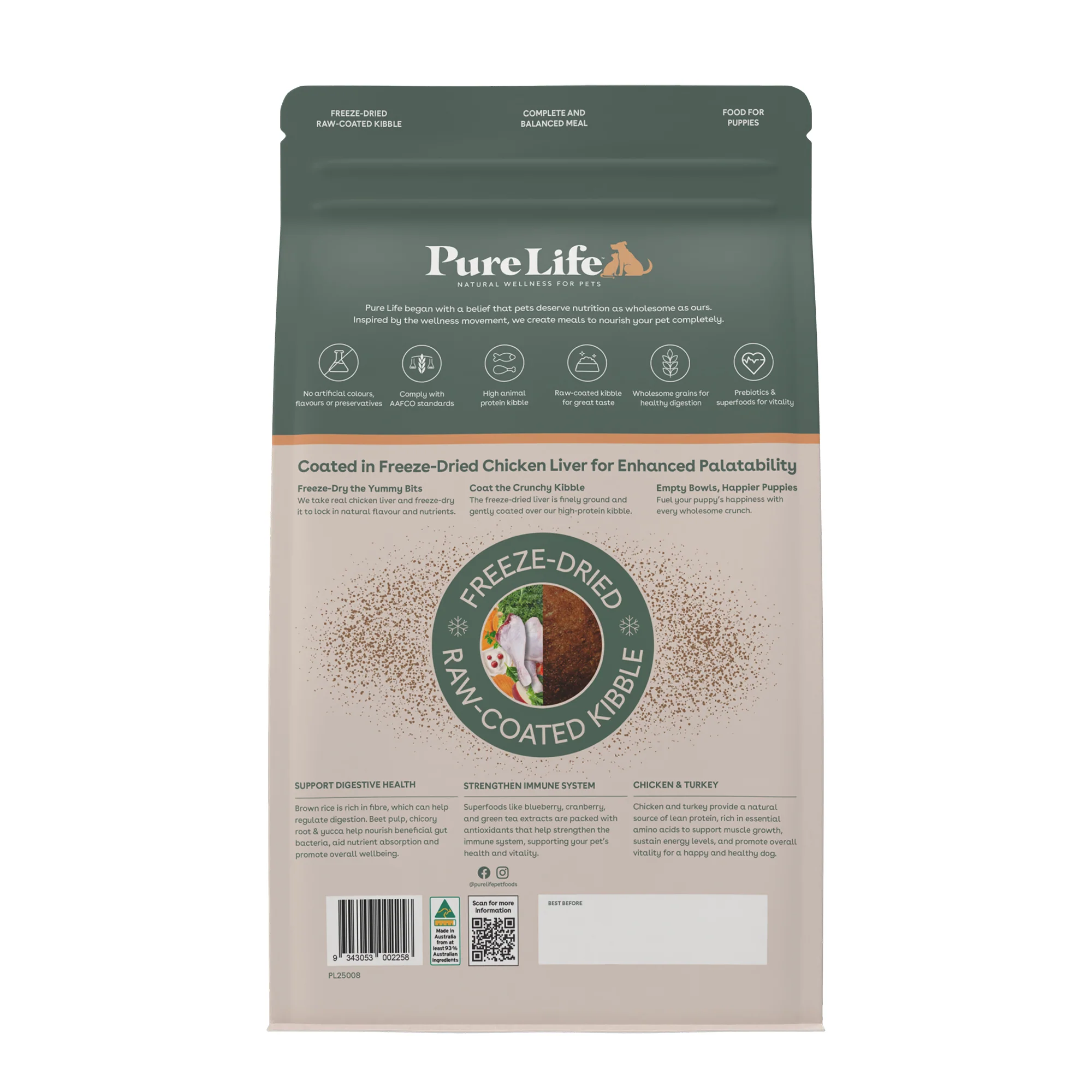 Pure Life - Puppy - Freeze-Dried Raw Coated Kibble - Chicken & Turkey - Image 3
