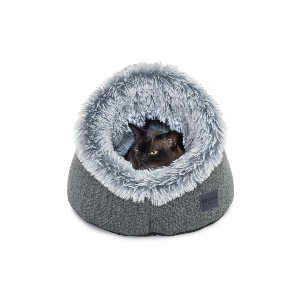 Superior Pet - Calming Pet Dome - Dove Grey Faux Fur - Image 2