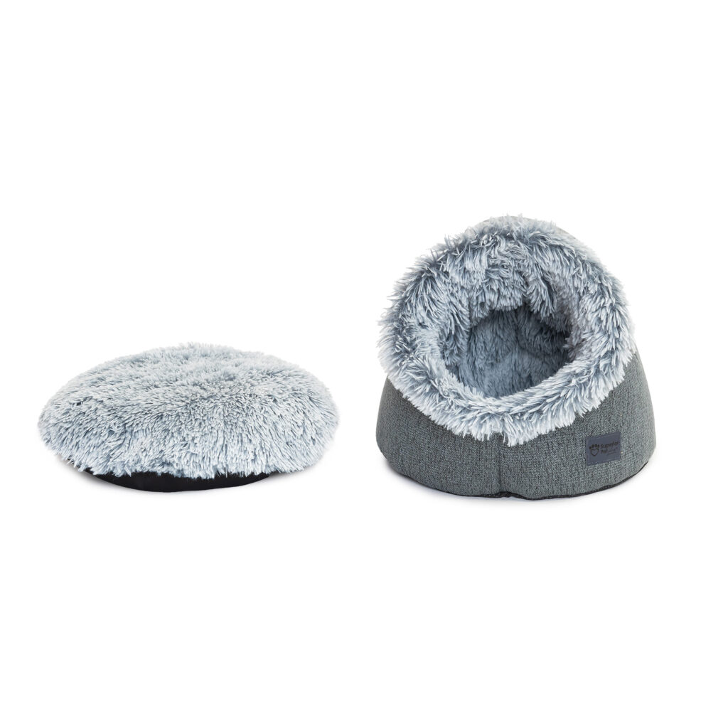 Superior Pet - Calming Pet Dome - Dove Grey Faux Fur - Image 3