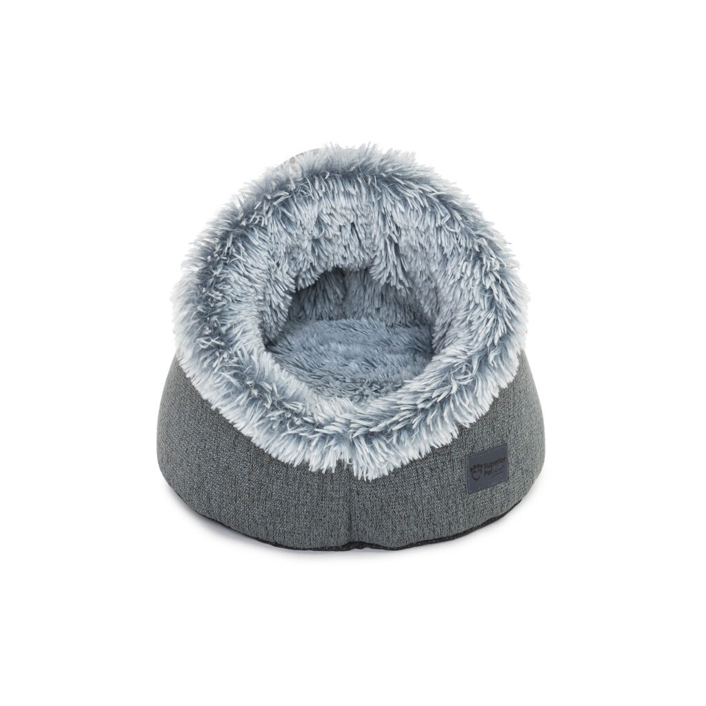 Superior Pet - Calming Pet Dome - Dove Grey Faux Fur