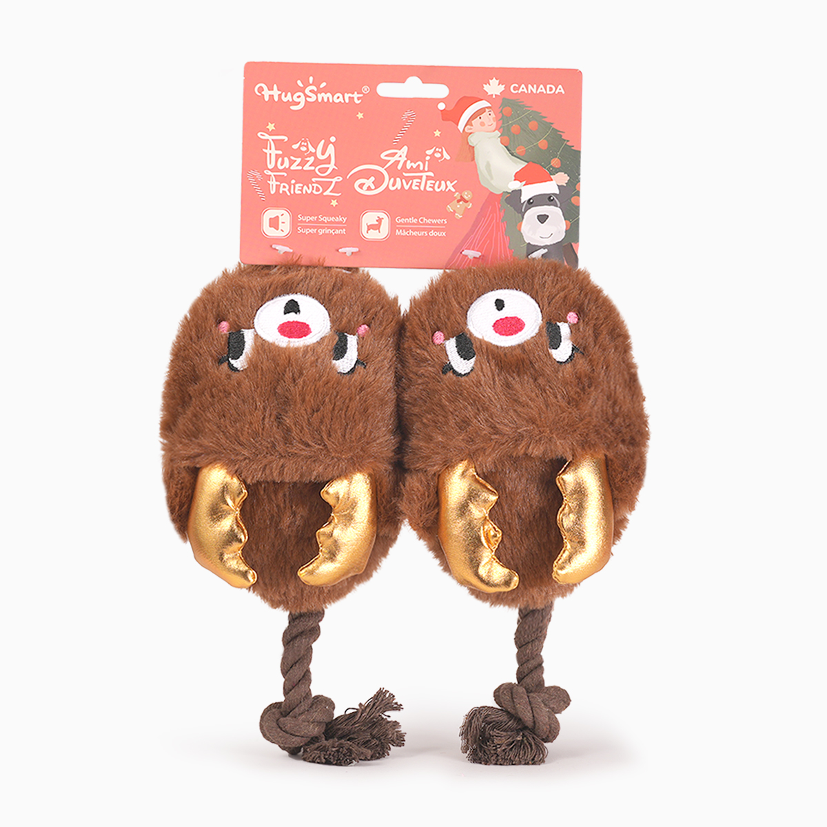 Hugsmart - Happy Woofmas - Reindeer Slippers